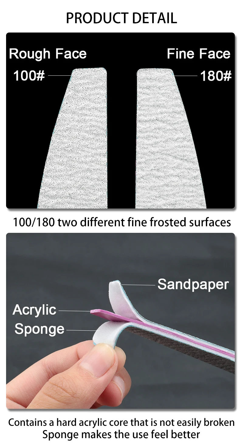 25-50 шт./лот пилочка для ногтей 100/180 профессиональная прочная пилка для ногтей шлифовальный буферный блок педикюр маникюрный лак Инструменты для красоты