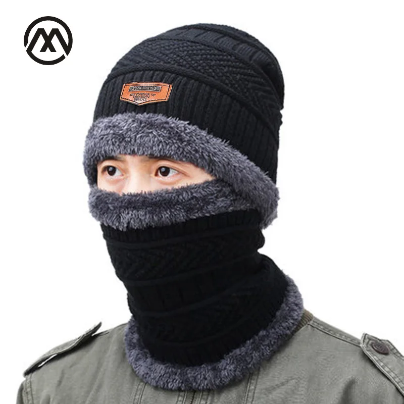 

Winter men's knitted cotton hats warm and comfortable ski caps men's and women's general plus velvet thick Beanies Skullies bone