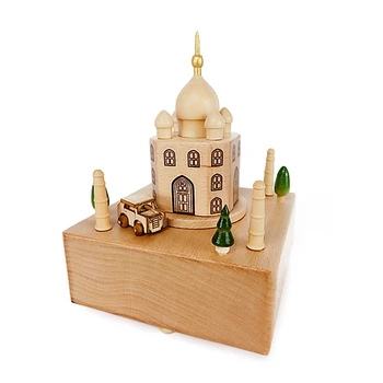 

Rotatable Dome Castle Wooden Music Box Toy Decoration Christmas Gift Wood Crafts Retro Birthday Gift Home Decoration Accessories