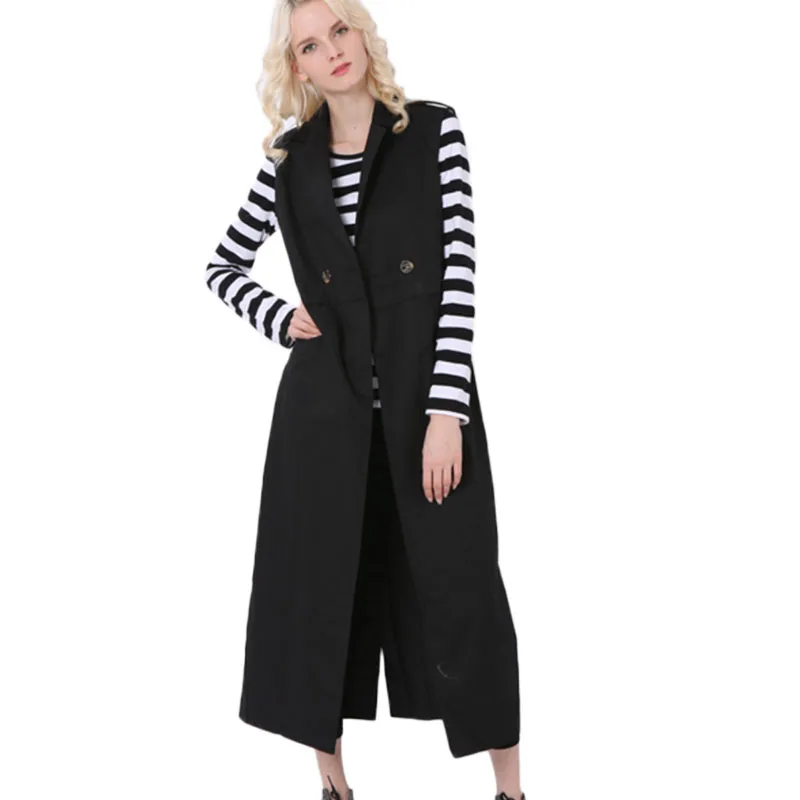 Autumn Oversized Long Vest trench Coat Women's Sleeveless longline