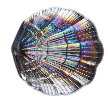 

Coloured Glass Fruit Plate Creative Coloured Shell Shape Glass Nail props