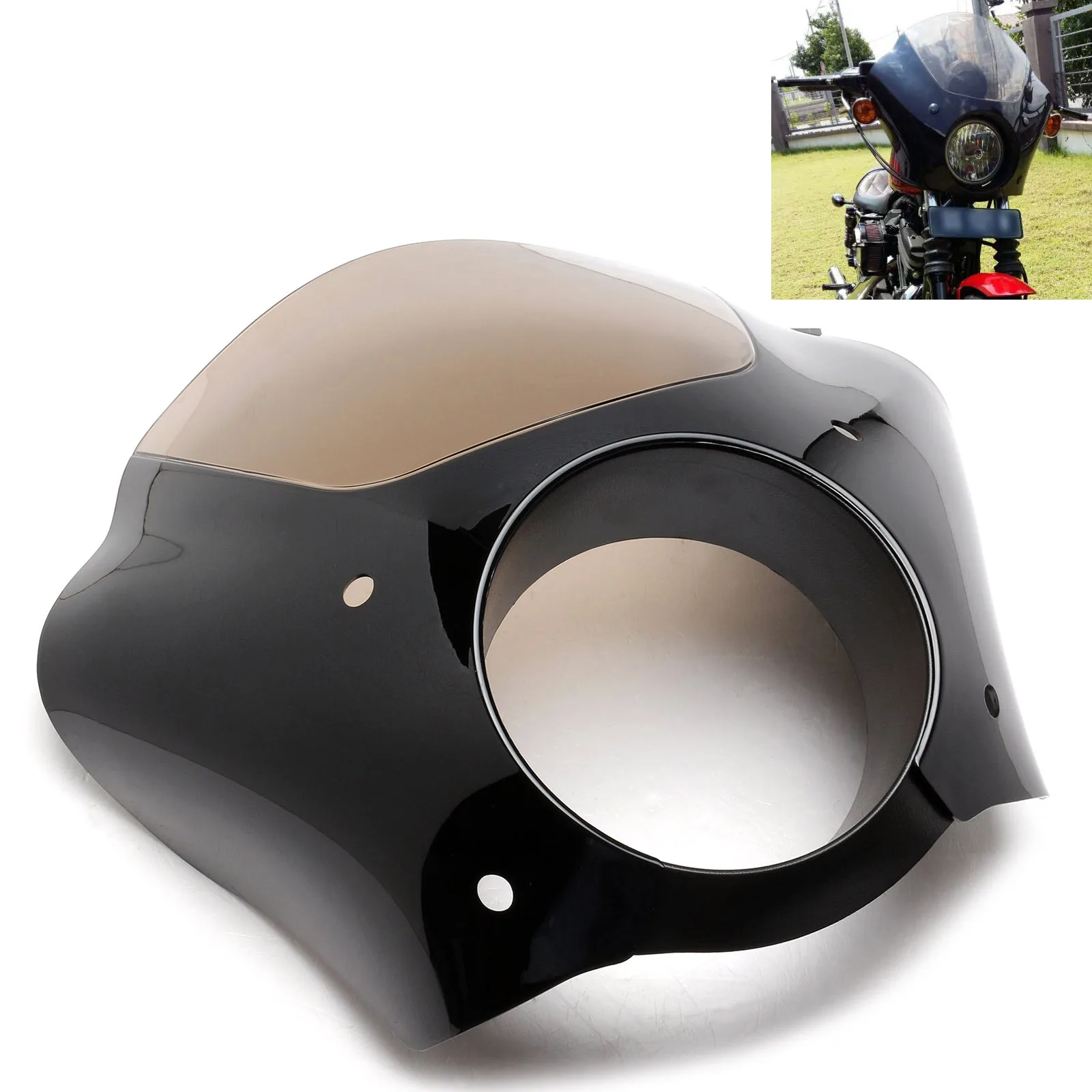 

Neverland Black Plastic Gauntlet Motorcycle Headlight Fairing W/Trigger Lock Mount Kit For Harley XL 1200 883 D35