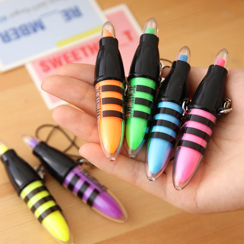 

6 Pcs / Pack Cute Bee Highlighter Pen Mini Marker Pens Kawaii Stationery Material School Supplies