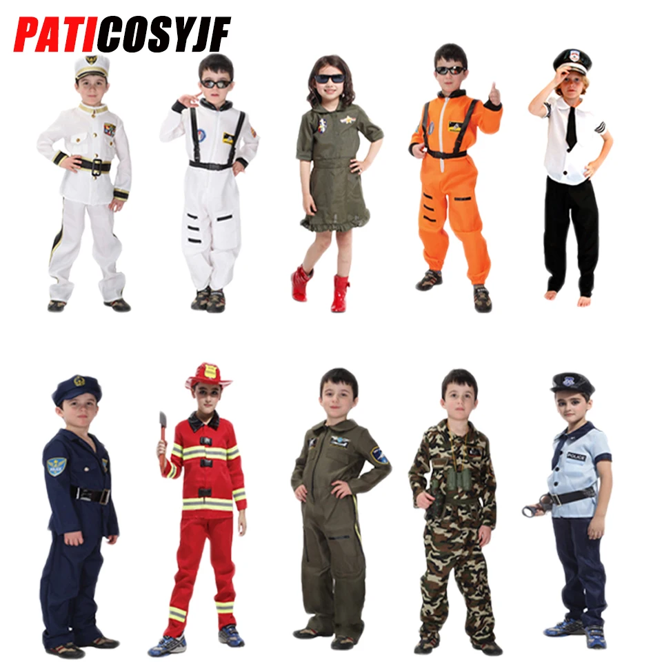 

Occupational Role Play Astronaut Costume Career Party Cosplay Policeman Air force Soldier Firefighter Dress Up Costume For Kids