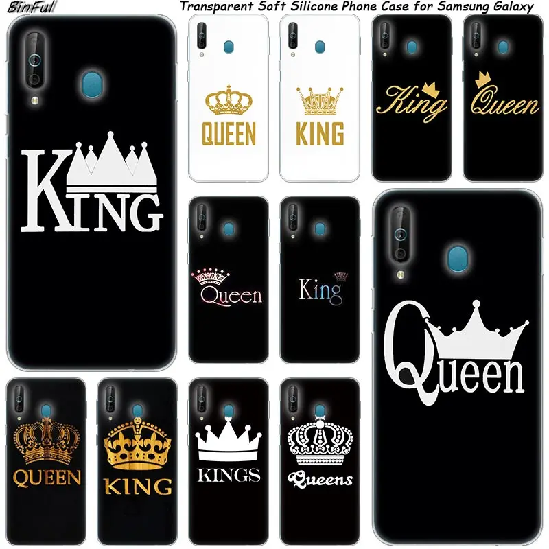 Роскошный силиконовый чехол King Queen для Samsung Galaxy A80 A70 A60 A50 A40 A40S A30 A20E A2CORE M40 Note 10 Plus 9 8 5