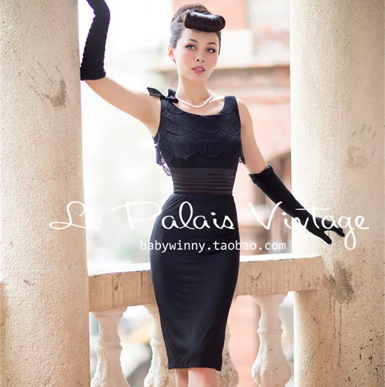 Vestido de vintage para mujer, elegante de talla grande, pinup negro, summer - AliExpress