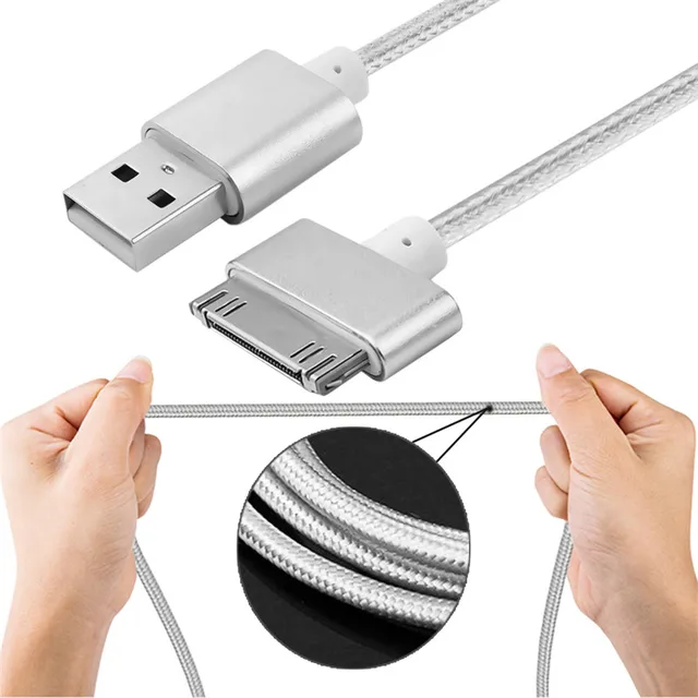 Robotsky-Cable de carga USB para iPhone 4, 4s, 3GS, iPad 2, 3, iPod Nano itouch, trenzado de nailon de 30 Pines, Cable de datos de carga rápida Robotsky-Cable de carga USB para iPhone 4, 4s, 3GS, iPad 2, 3, iPod Nano itouch, trenzado de nailon de 30 Pines, Cable de datos de carga rápida