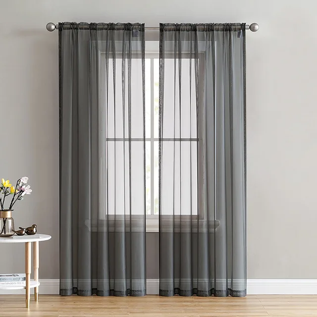 Rose Red Solid White Tulle Curtains For Living Room Purple Kitchen Modern Window Treatments Green Voile Curtain Drape 184&30