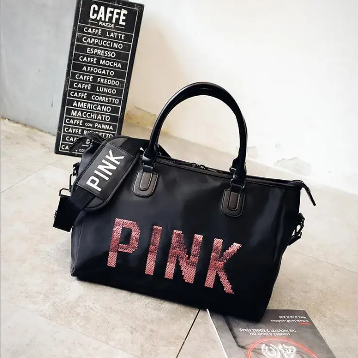 

2019 Sequins black women gym bag Fitness Travel Handbag Outdoor Separate Space For Shoes sac sports women's bag