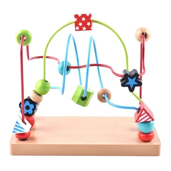 

Wooden Baby Toddler Early Educational Toys Circle First Bead Coaster Maze For Kids Children