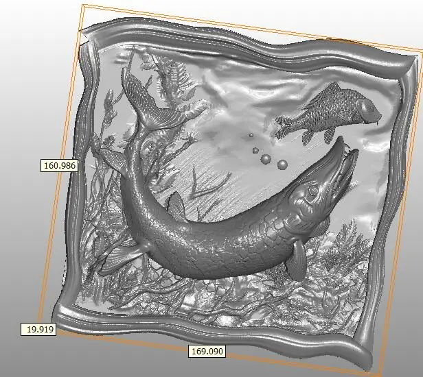 3d модель щуки и рыбы рельеф STL для декорации формата cnc artcam aspire vectric|relief|relief 3drelief