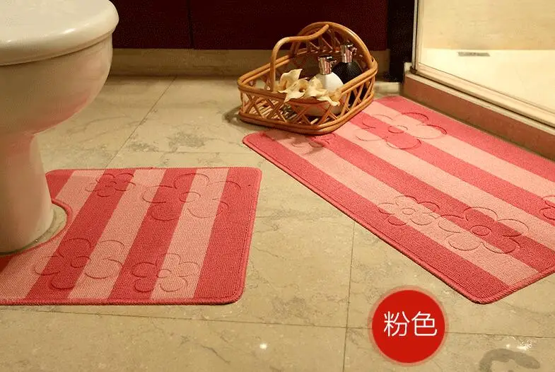2 шт./компл. Противоскользящие коврики для ванной дверной коврик для входной двери коврик для туалета - Цвет: Розовый