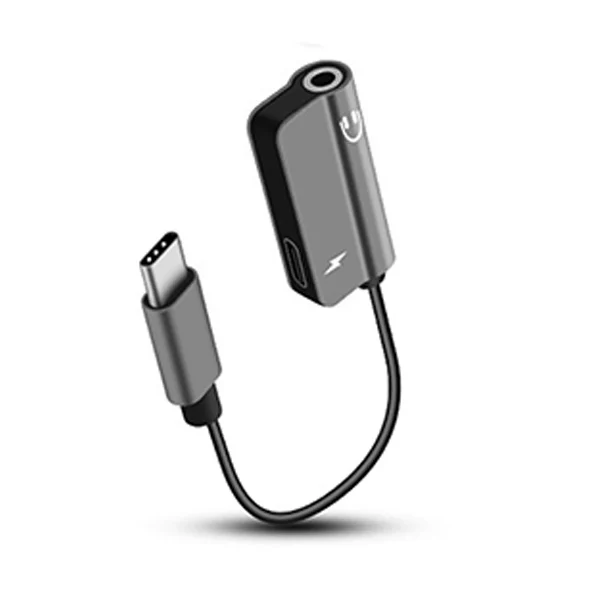 ACCEZZ 2 в 1 usb type C зарядный адаптер для наушников для Xiaomi huawei Redmi samsung 3,5 мм разъем Аудио Прослушивание зарядки разветвитель - Цвет: Черный