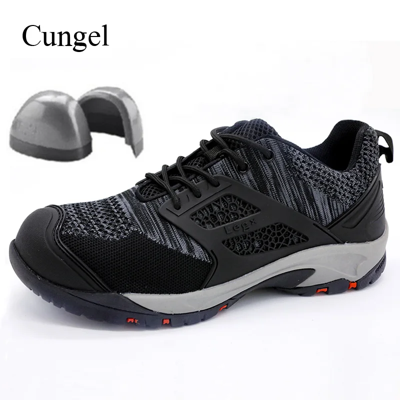 

Cungel Men Steel toe Work Shoes breathable Safety Shoes Outdoor Sneakers Hiking shoes Tooling Anti-smashing Non-slip Shoes