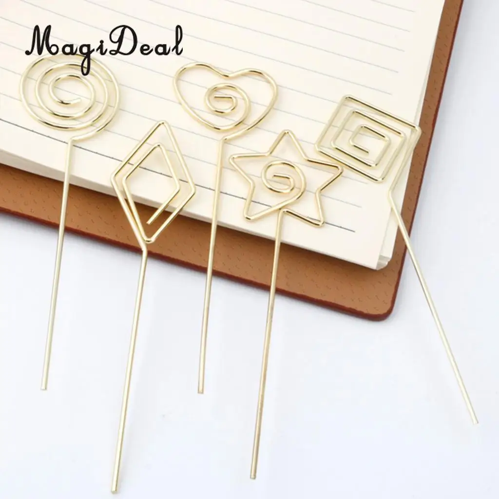 5 Pieces Gold Round Ring Loop Diy Craft New Wire Clip Card Note Photo Memo Holder Metal Clamp Clay Cake Accessories Decor	