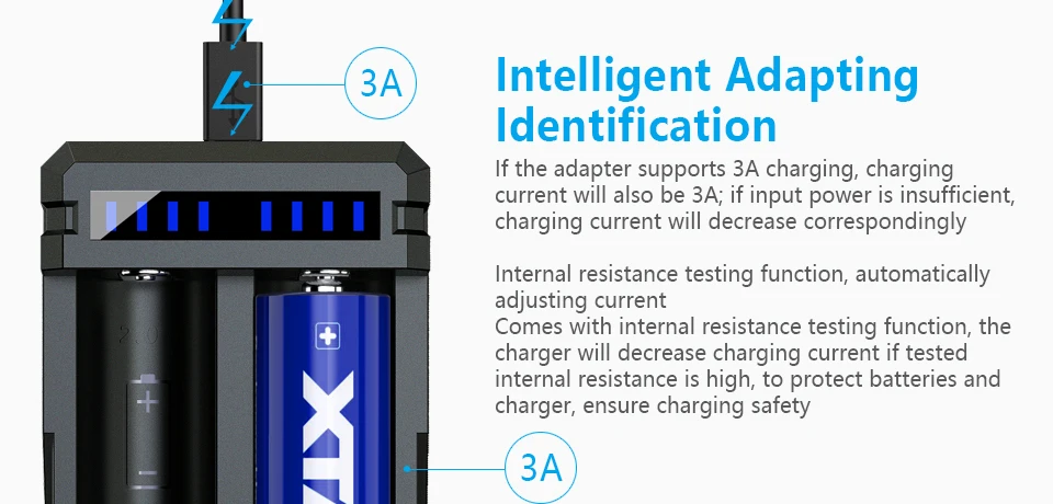 XTAR SC2 max 3A быстрой зарядки применяется к 3,6/3,7 V Аккумуляторная 18650/18700/20700/21700/22650/25500/26650 литий-ионные аккумуляторы