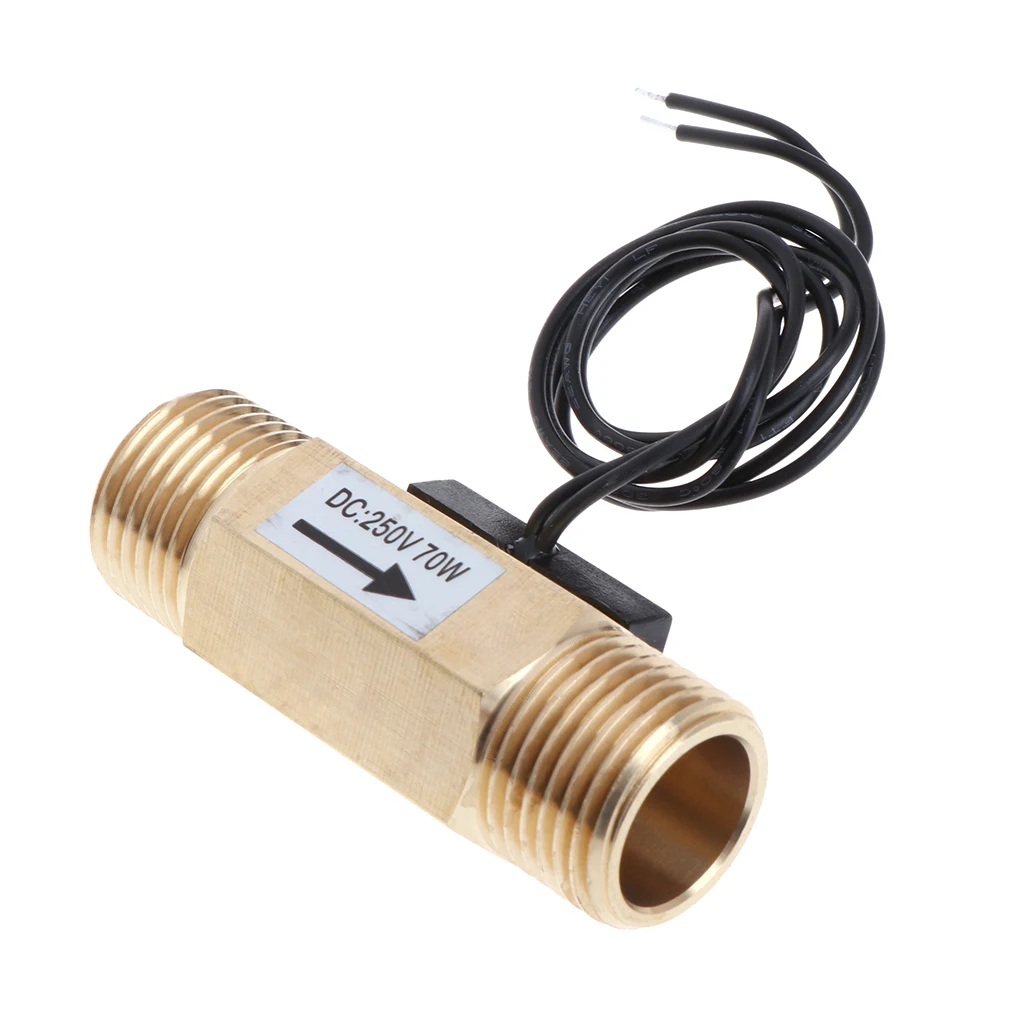 

2019 High Quality DC 250V G1/2" Water Flow Sensor Switch Meter Copper Liquid Flow Switch DN15 70W