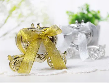 

Gold Silver Carriage Wedding Candy Box Party Favors Gift Chocolate Box for Wedding Baby Birthday Party W7380