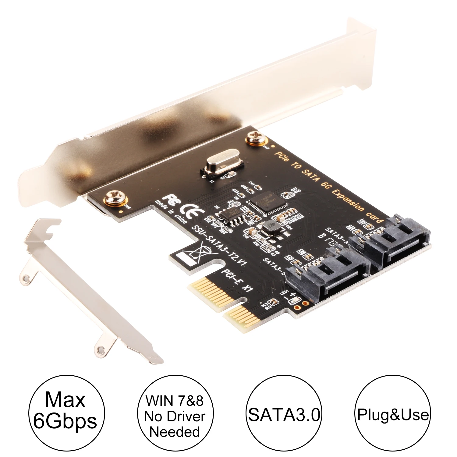 

Ubit Pcie to SATA Card up to 6Gbps PCI-E to Dual SATA Controller Card with Full&Low Profile Bracket