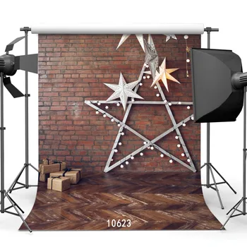 

10x10ft Photography studio background Fond studio photo vinyl backdrop brick wall Christmas Five-pointed star backdrops
