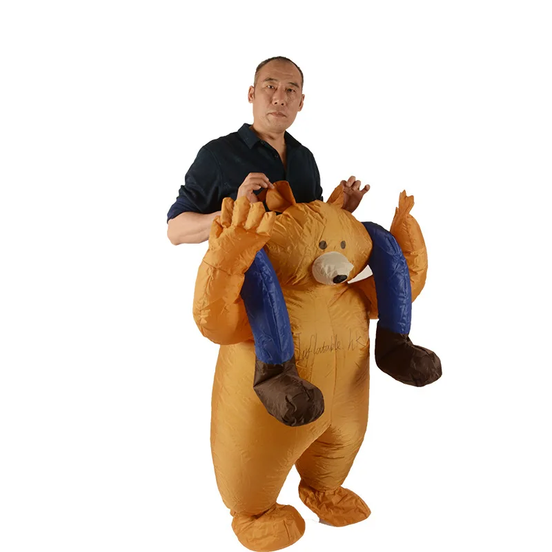 

Cartoon Doll Riding Bear Inflatable Costume Halloween Christmas Adults Fancy Inflatable Clothing Festival Walking Animal Costume