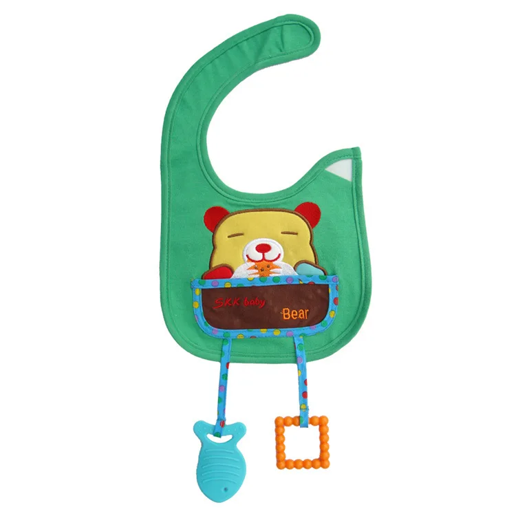 Прозрачные непромокаемые детские нагрудники с рисунком животных из мультфильма, с прорезывателем, игрушка, слюнявчик, полотенце, чехол, серия для детей - Цвет: Green