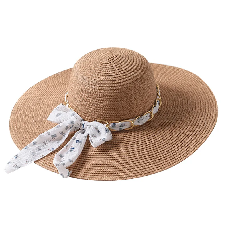 2019 Новый купол большой вдоль ленты лук соломы женская Летняя шляпка Открытый Зонт шляпа для защиты от солнца праздник путешествия женская