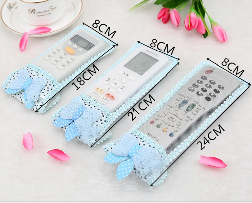 

KuZHEN Bowknot Design Dustproof TV Remote Control Case Air condition Remote Control Cover Textile Protective Bag