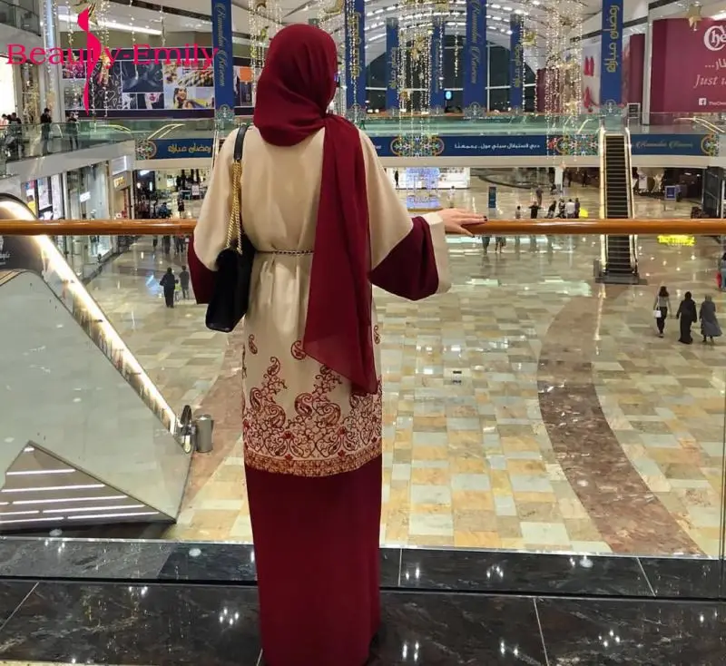 Beauty Emily Wine Red Plus Size Muslim Evening Dresses 2018 Women Formal Long Arab Evening Party Prom Dresses