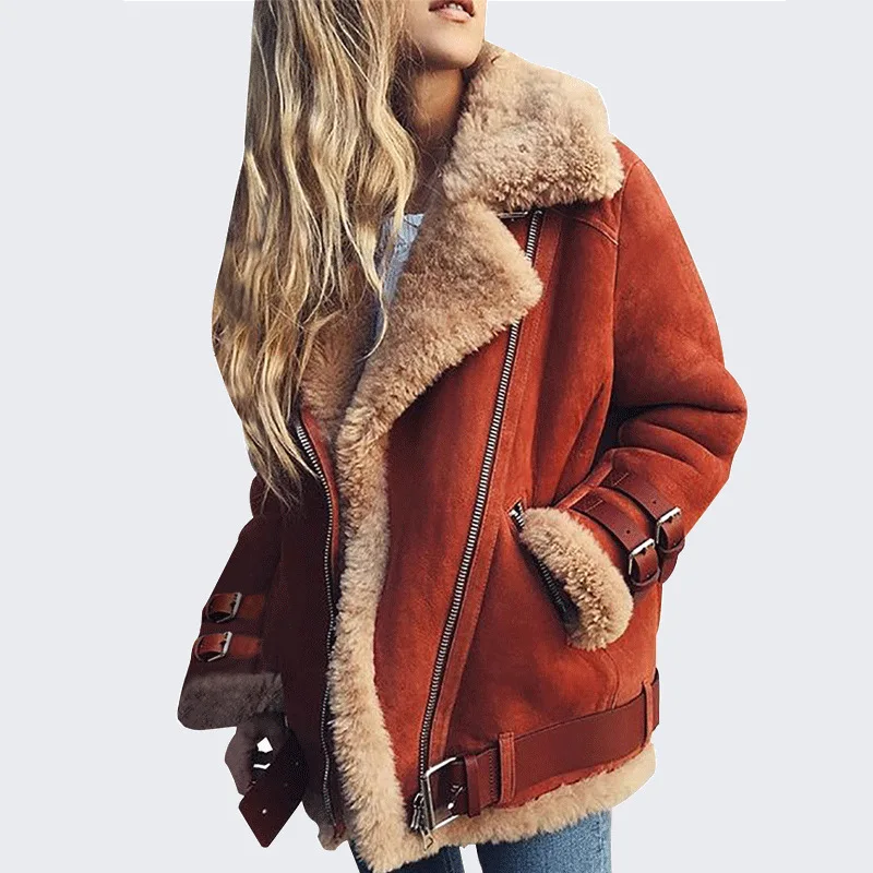 Faux Fur Coat Women Winter Suede Jacket 2018 Casual Zipper ...