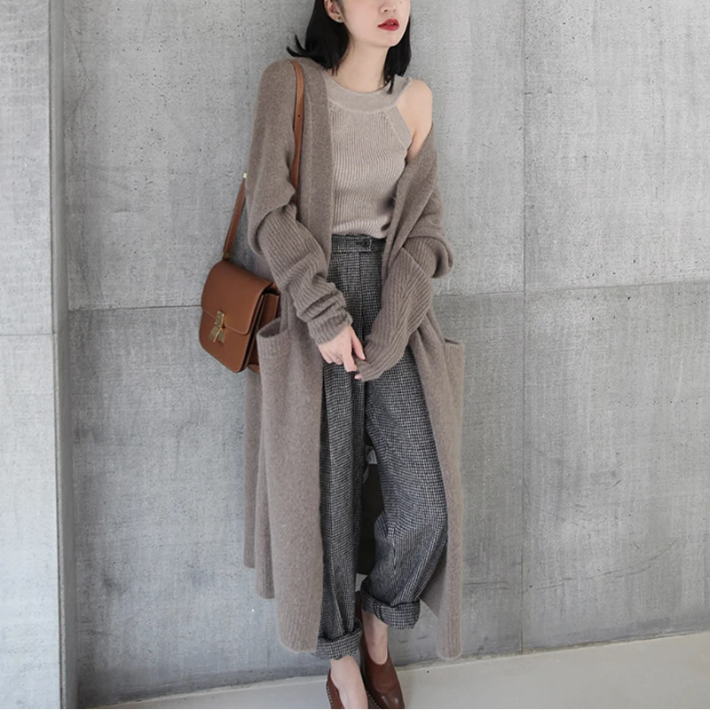 

BARESKIY long cardigan women casual loose large size cardigan 2019 knit women's sweater ladies spring and autumn sweater coat