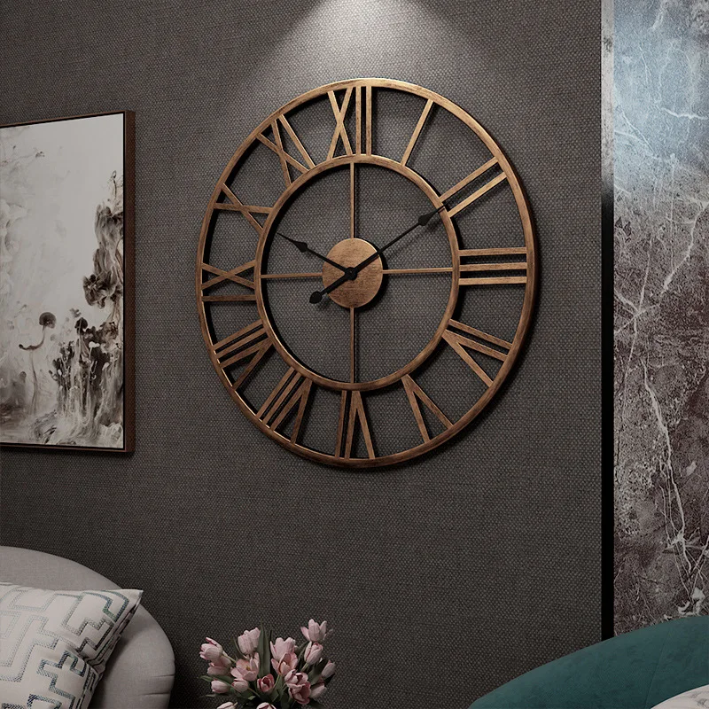 Скандинавские римские цифровые креативные ретро 3D часы настенные часы современный дизайн кафе бар бесшумные кварцевые часы большие круглые часы на стену