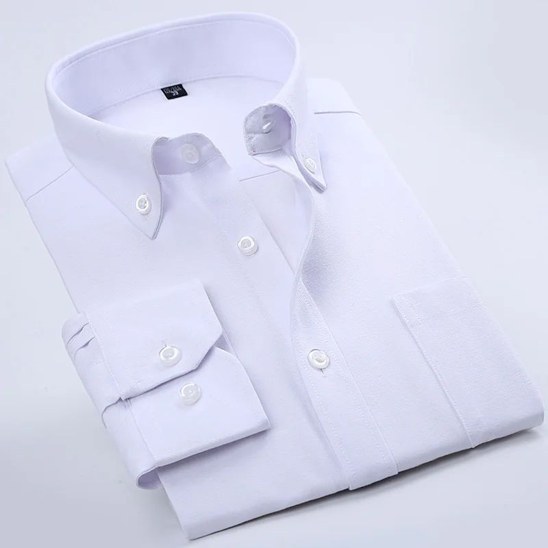 Брендовые однотонные оксфордские рубашки мужские весенне-осенние Рубашки повседневные полосатые рубашки Camisa Masculina Белый Черный много цветов - Цвет: JDNJF07