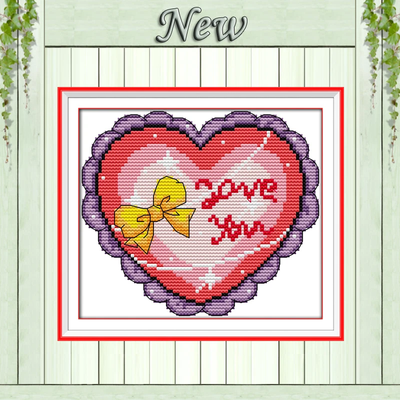 A heart shaped cake cartoon love home decor counted printed on canvas A heart shaped cake cartoon love home decor counted printed on canvas