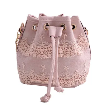 

2019 New Drawstring Lady Bucket Bag Chains Shoulder Handbags Women's Vintage Messenger Bags