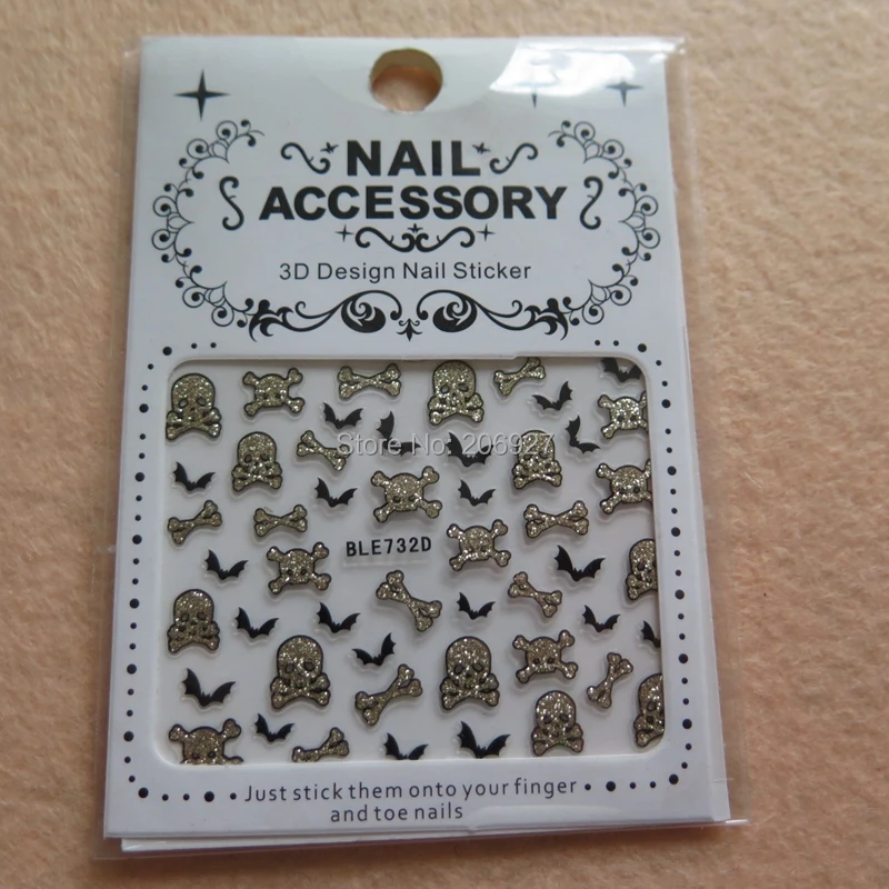 

2PCS Ble732d Nail Art Cute Lace Sticker Nail Art Sticker Gold Skull