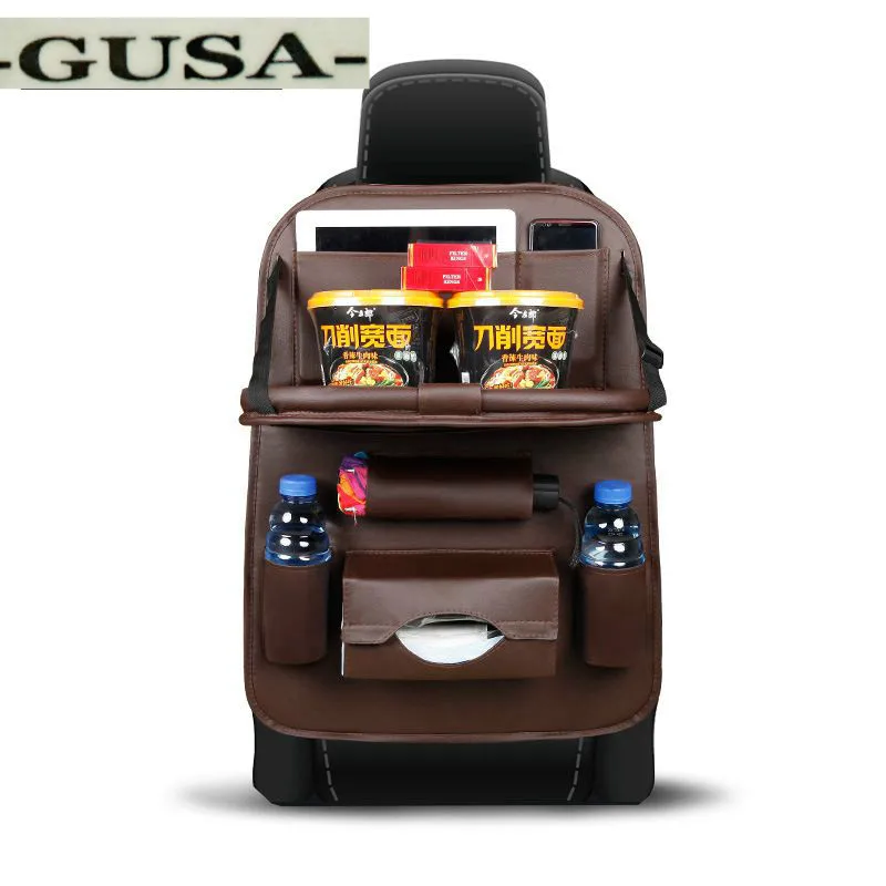 

Hot Sale 2019 Car Storage Seat Back Organizer Auto Rear Seat Bag for Multi-function Pocket 4 USB Charge Socket Cigarette Lighter