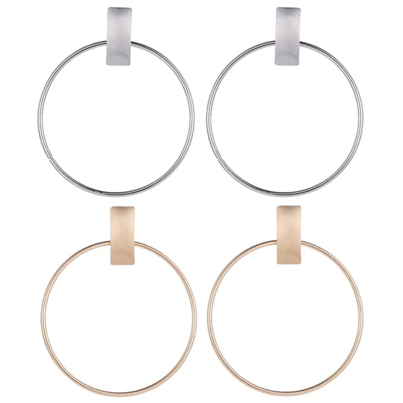 

New Korean Fashion Style Simple Round Metal Earrings Japan And South Korea Temperament Fashion OL Circle Stud Earrings