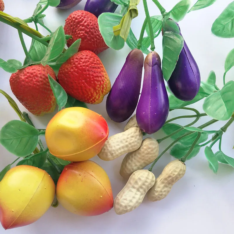 

1 PCS Imitation fruits and vegetables skewers of vine and orange apple pepper for Christmas decoration