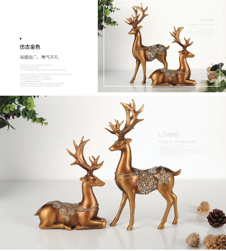  pair of deer statue European style deers room bedroom Wine cabinet ornaments creative wedding gifts - 32827162776