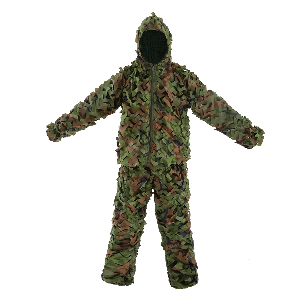 3D Leaf Adults Ghillie Suit Woodland Camouflage Hunting Suit Jacket