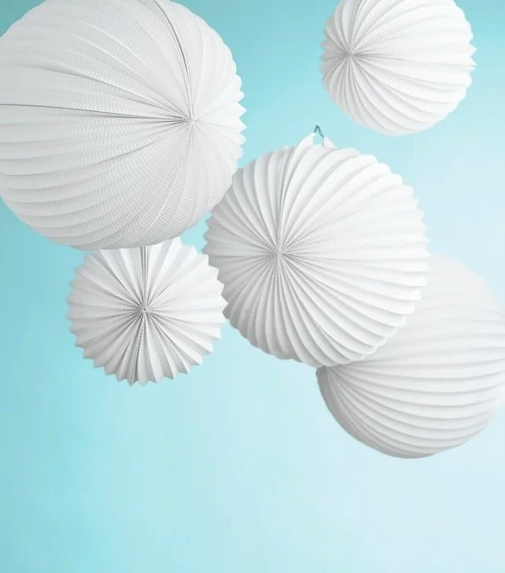 

5pc (19cm,32cm) White Accordion Paper Lanterns Pleated Paper Lanterns Crafts Paper Lanterns Wedding Party Outdoor Patio Decor