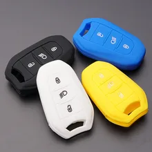 Capa de silicone para chave de carro, capa para chave de carro com suporte para camisa, capa inteligente, para peugeot 308, 408, 508, 2008, 3008, 4008 entrada sem chave remota
