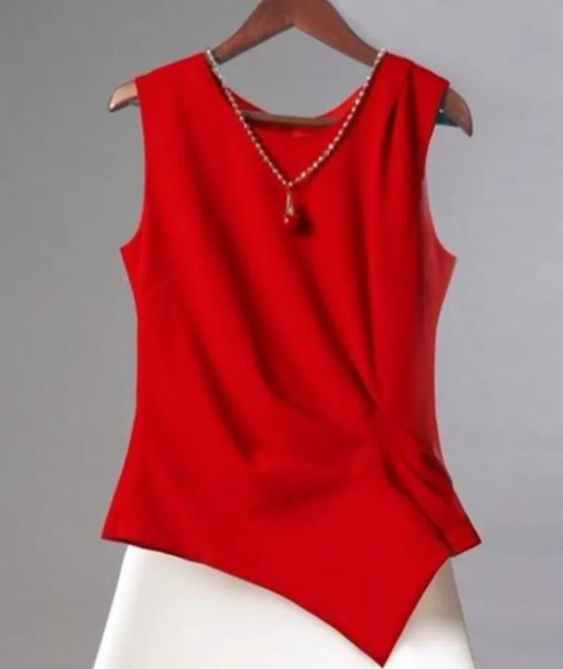 Woherb однотонные летние женские топы без рукавов шифоновая блузка Новая мода белые черные красные плиссированные Рубашки Элегантные корейские Блузы