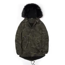 Мужские зимние парки с капюшоном, Теплые повседневные зеленые камуфляжные парки, Длинные мужские военные плиссированные куртки, большие размеры, парки с рюшами, куртка