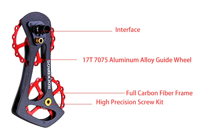 ROCKBROS, карбоновое волокно, задний переключатель, шкивы колеса, 17 т, велосипед, Jockey колесо для Shimano 6800 6870 9000 9070, запчасти для велосипеда
