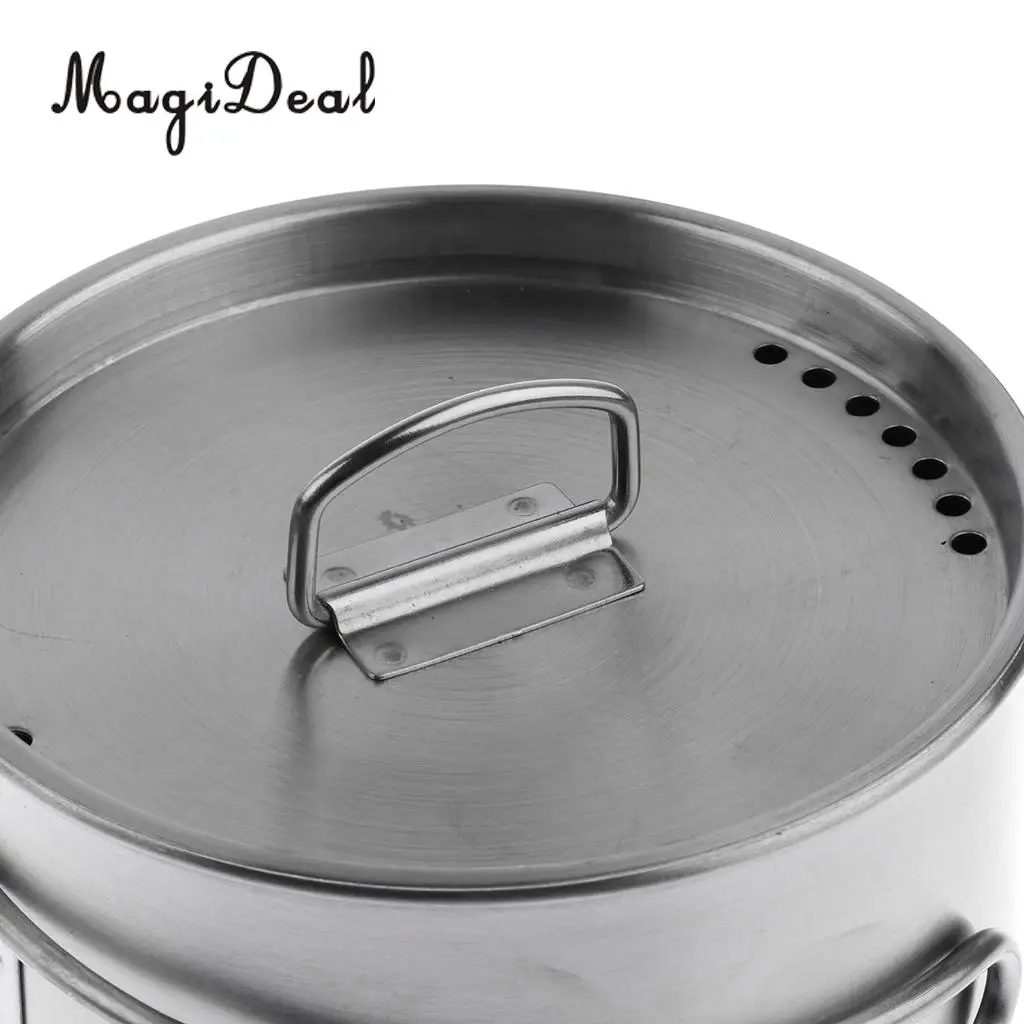 MagiDeal 500ml Outdoor Camping Cup Pot Bowl Backpacking Travel Cup Stainless Steel Camping Bowl for Picnic BBQ Accessories