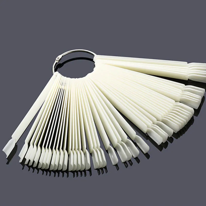 

50pcs Nails Palette Color Chart UV Gel Polish Display Nail Art Tool False Nail Art Tips Fan Shaped Removable Stick Showing Shelf