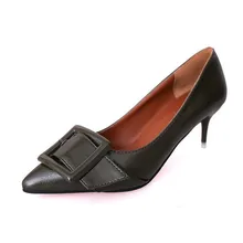 Women ‘s shoes 2017 Spring and Autumn new pointed shoes buckle high – heeled shoes with black work shoes 6cm