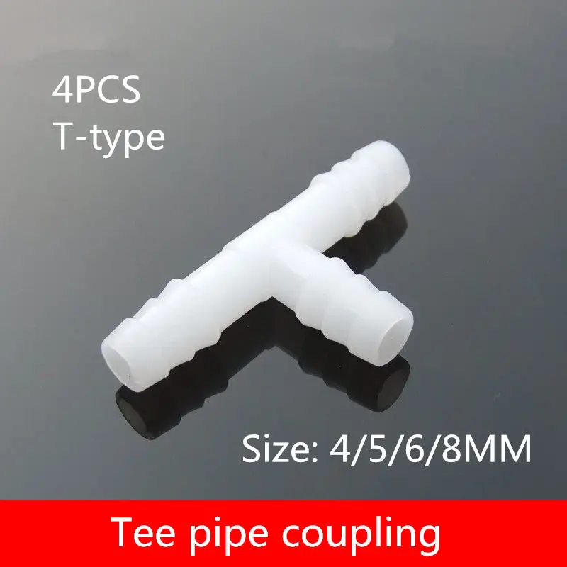 

4PCS PC006 4 kinds tee pipe coupling 4/5/6/8MM union tee plastic pipe connector hose connector pipe fittings Adapter hose